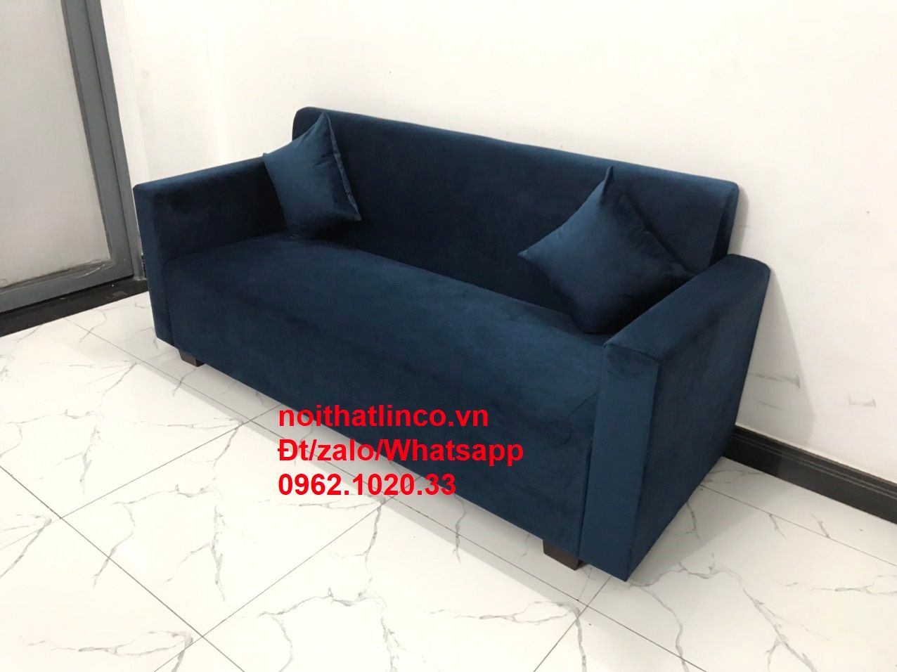  Bộ ghế Sofa băng xanh đậm dài 1m9 nhỏ gọn vải nhung xanh đậm 