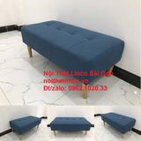  Ghế đôn sofa chân gỗ chữ nhật xanh dương mini nhỏ rẻ | Nội thất Linco Sài Gòn HCM 