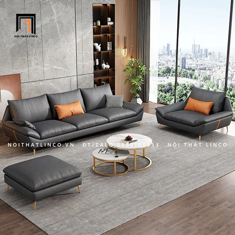  Bộ ghế sofa giả da KT34 Maxky cho phòng khách sang trọng 