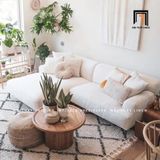  Ghế sofa góc L GT51 Beno cho phòng khách màu trắng kem 