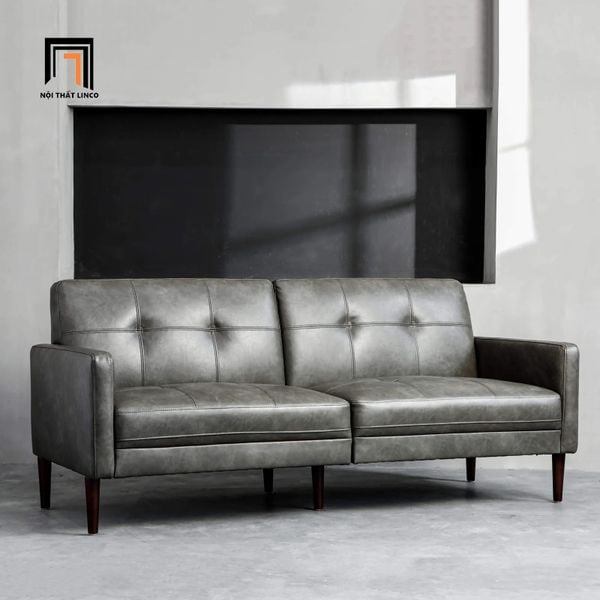 ghế sofa giường bọc da xám 1m9
