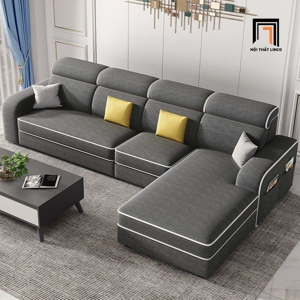 sofa góc xám đen phòng khách đẹp