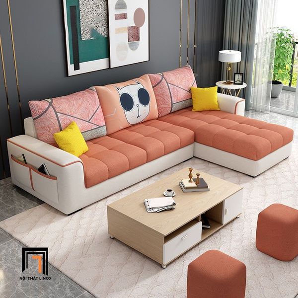 bộ ghế sofa góc l phối màu carrot