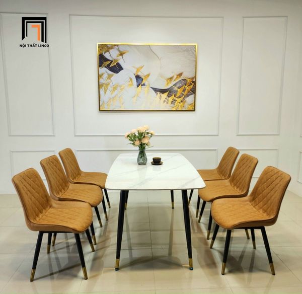 set bàn ăn đá ceramic dài 1m4 giá rẻ