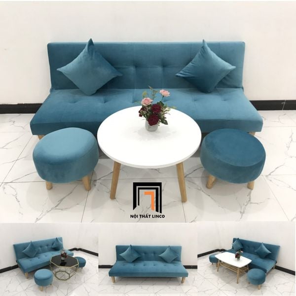 bộ ghế sofa giường dài 1m7 xanh dương