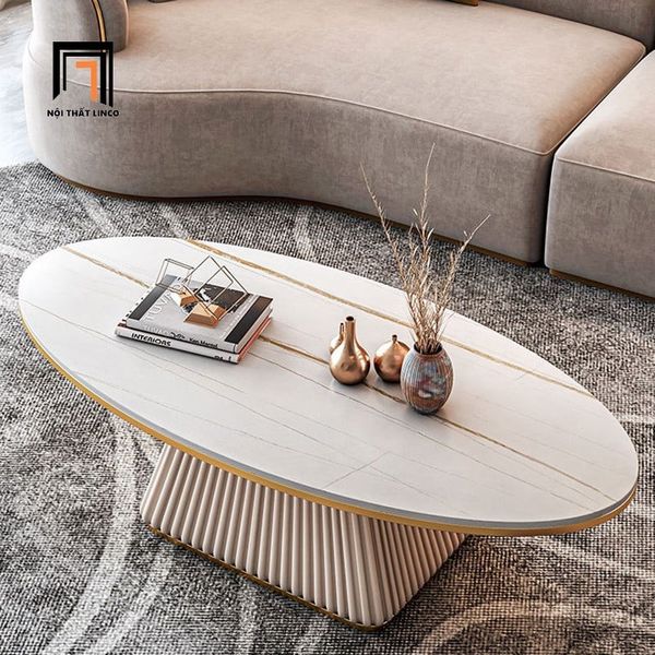 bàn sofa mặt đá oval sang trọng