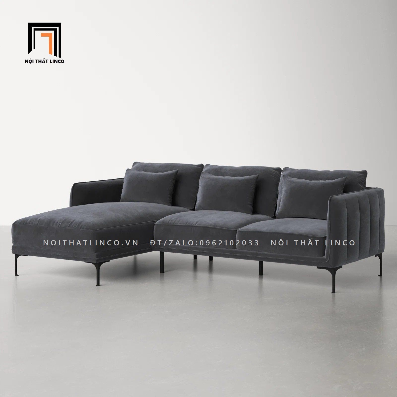  Ghế sofa góc L GT73 Orchad 2m2 x 1m6 vải nhung nỉ 