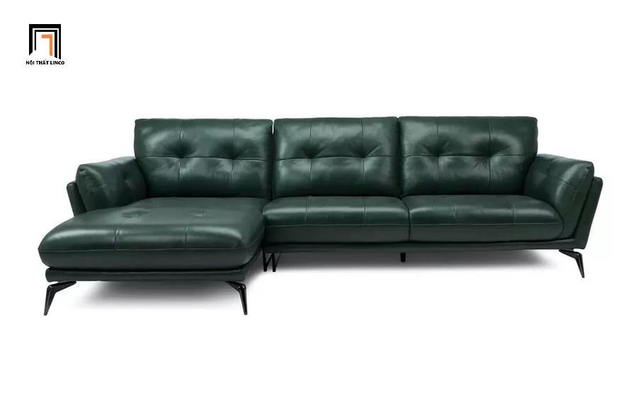  Bộ ghế sofa góc L da giả GT164 Harlan 2m4 x 1m6 màu xanh lá 