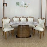  Bộ bàn ăn nhà bếp sang trọng GF26-BAD6-G322-B362 ghế da giả 