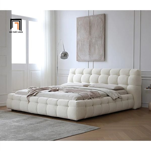 giường ngủ vải lông cừu chia múi