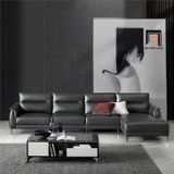  Bộ ghế sofa góc L hiện đại GT246 Kiron 3m x 1m6 da đen bóng 