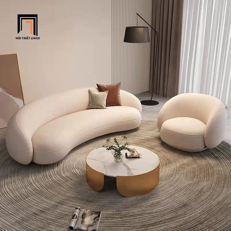  Bộ ghế sofa văng cong cho shop tiệm KT102 Gracias vải lông cừu 