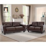  Set ghế sofa phòng khách nâu đậm KT142 Nayelys da Pu mềm 