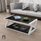  Bàn trà sofa hình chữ X BSF2 Treste kính cường lực 2 tầng 