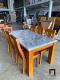 Bộ bàn ghế ăn màu nâu GF14-BAD6-G300-B354 mặt đá dày 1m6 
