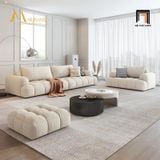  Bộ ghế sofa gia đình KT72 Muranso vải nhung nỉ đẹp màu be kem 