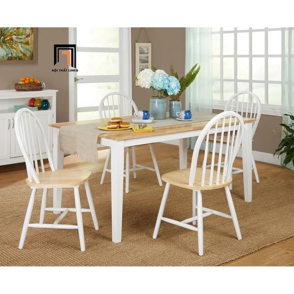 bộ bàn ăn 1m2 4 ghế gỗ cao su
