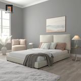  Giường ngủ bọc nệm xinh xắn GN7 Arden vải nỉ trắng kem 