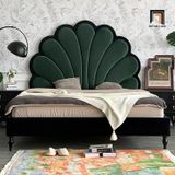  Giường ngủ tân cổ điển GN51 Jeriel phối 2 màu vải nhung 