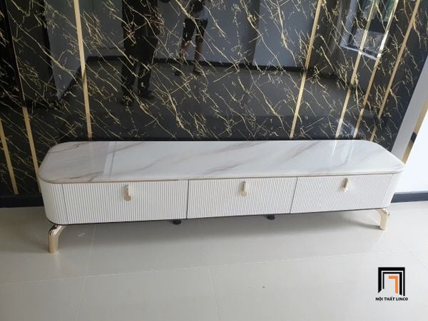 kệ tivi mặt đá ceramic trắng 2m