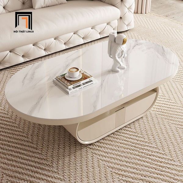 bàn sofa gia đình mặt đá oval