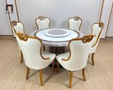 Bộ bàn ăn hình tròn 1m3 GF35-BAD6-G32-B363 6 ghế da Pu đẹp 
