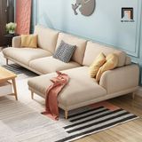  Bộ ghế sofa góc L 2m4 x 1m6 GT155 Mosa vải nỉ trắng kem 