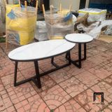  Cặp 2 bàn sofa phòng khách BTPK19 Waka mặt đá trắng giá rẻ 