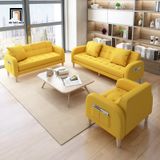  Bộ ghế sofa phòng khách gia đình vải nỉ KT107 Leon màu vàng nhỏ gọn 