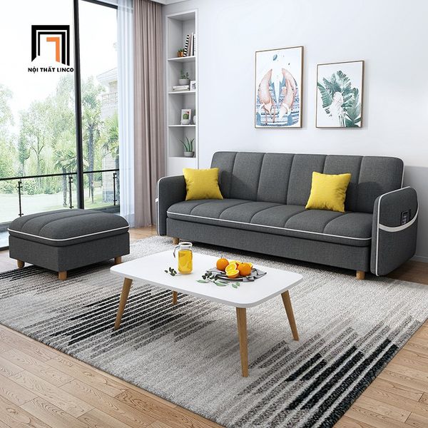 bộ ghế sofa giường kèm đôn vuông