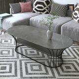 Bàn sofa phòng khách hình oval mặt đá 1m x 50 BSF50 Kirdy xám 