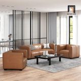  Set ghế sofa gia đình giá rẻ KT149 Goyette bọc da công nghiệp 