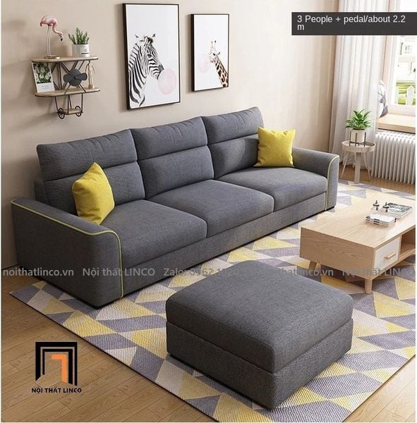  Bộ ghế sofa băng phòng khách gia đình BT57 Cobin xám đen 
