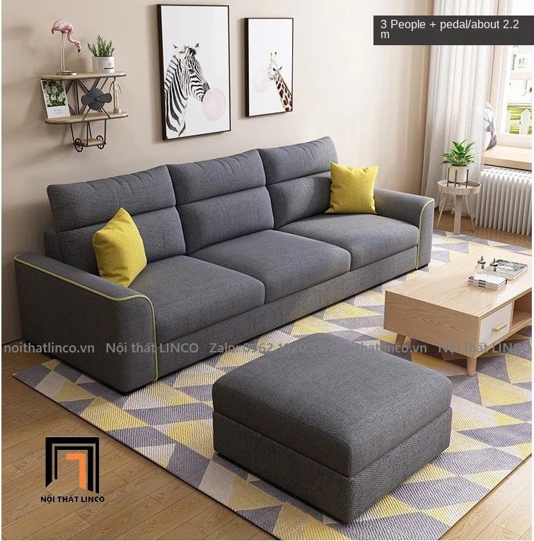  Bộ ghế sofa băng phòng khách gia đình BT57-Cobin màu xám đen 