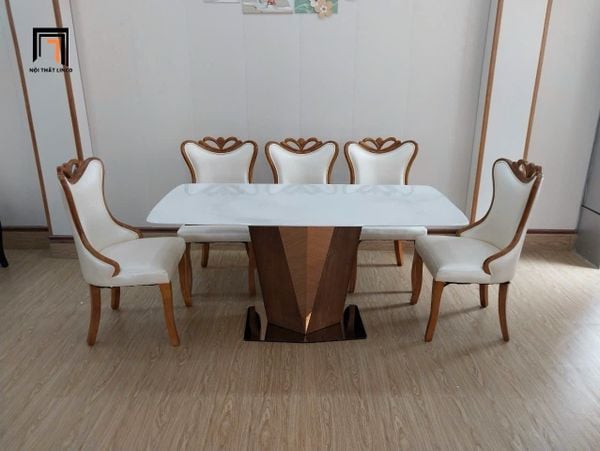 bộ bàn ăn đá ceramic 6 ghế