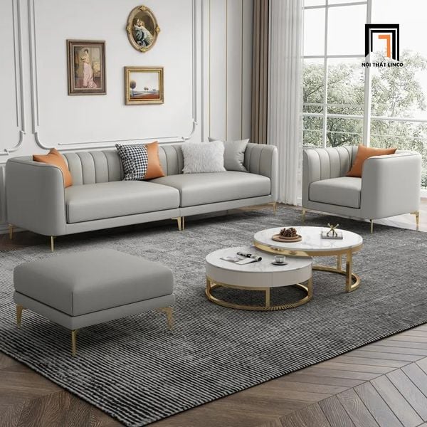 bộ ghế sofa sang trọng bọc da Pu