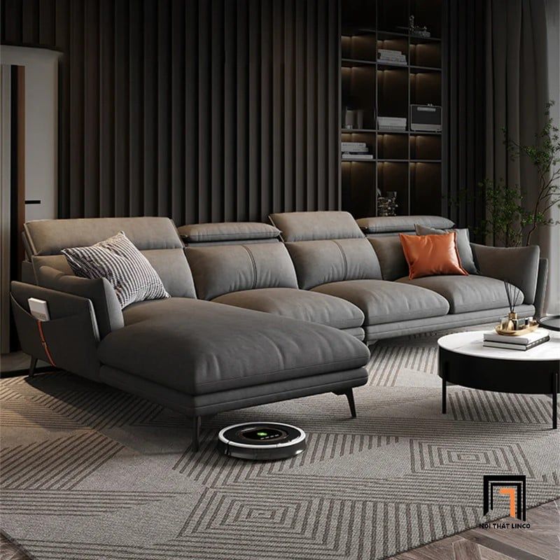  Ghế sofa góc gật gù GHQ222 Numan 3m2 x 1m7 xám lông chuột 