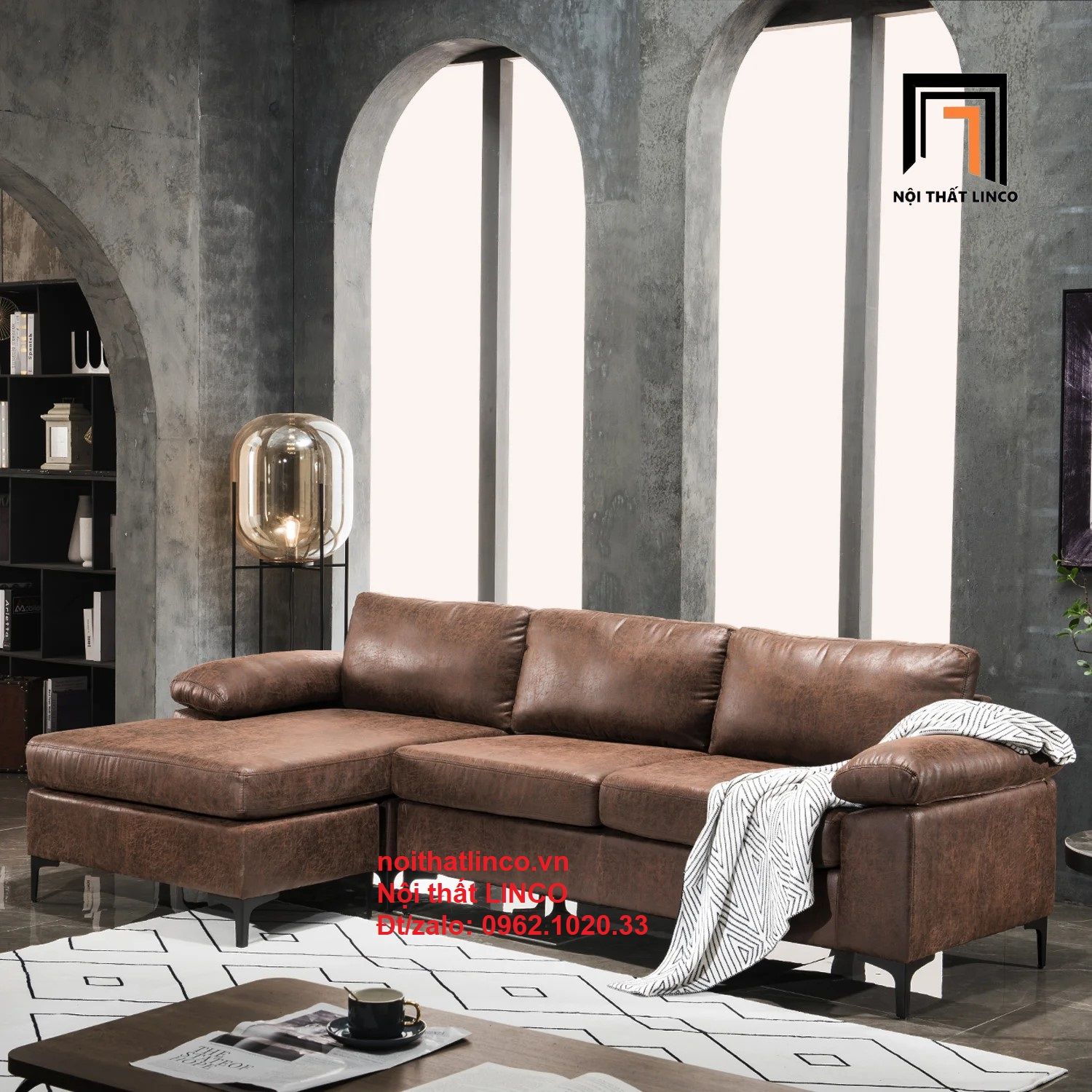  Bộ ghế sofa góc GT24 Mckenny 2m4 x 1m6 phong cách Âu Mỹ 