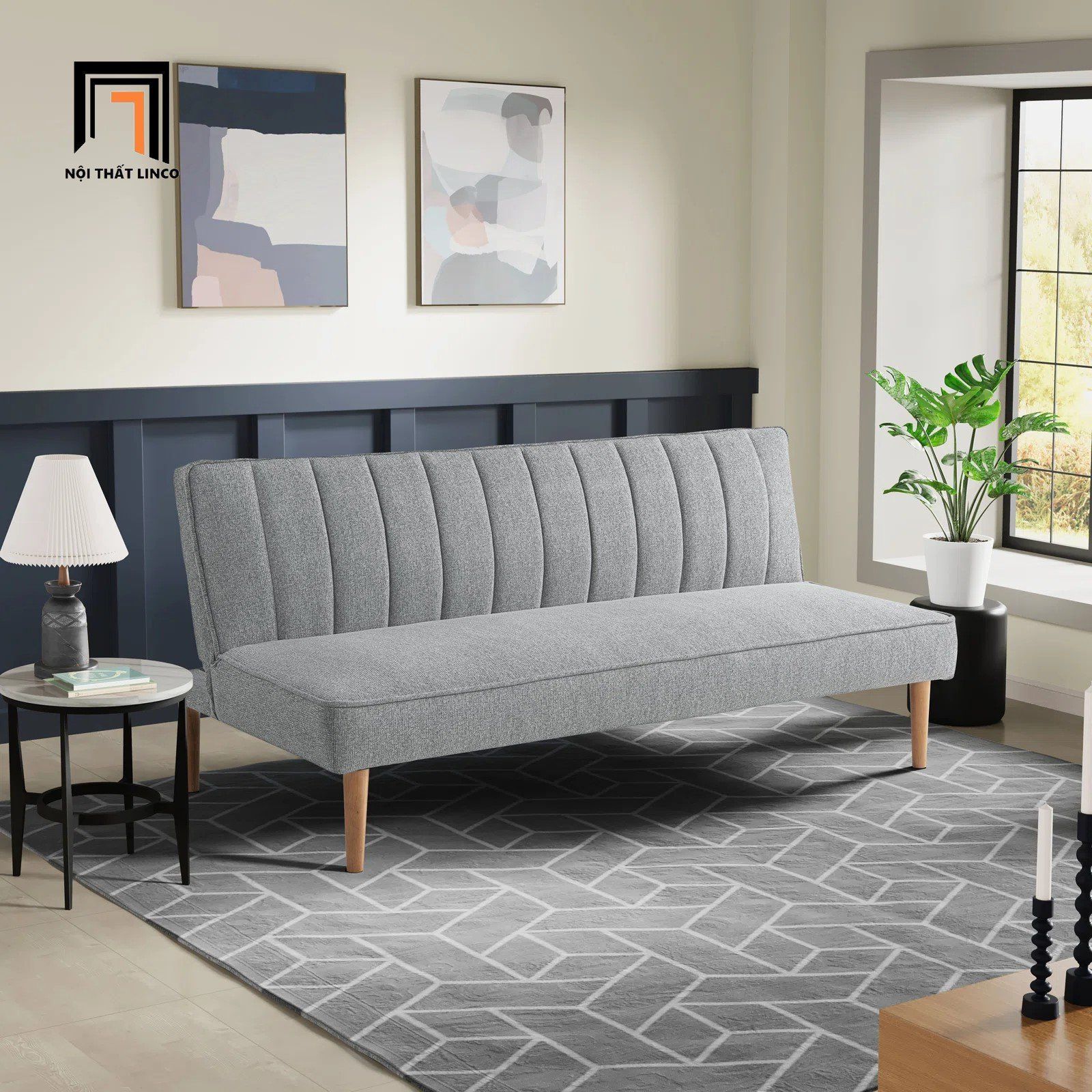  Ghế sofa giường tựa lưng chia múi GB70 Clisson 1m7 màu xám 