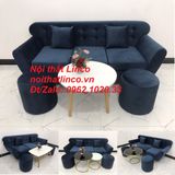  Bộ ghế sofa băng vải nhung BTC dài 1m9 xanh dương đen đậm 