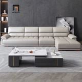  Sofa góc chữ L da giả xám trắng GT264 Genola 3m x 1m6 cao cấp 