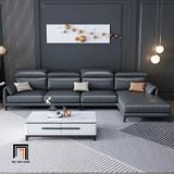  Bộ ghế sofa góc L 3m x 1m6 GT249 Osino da xám đậm cao cấp 