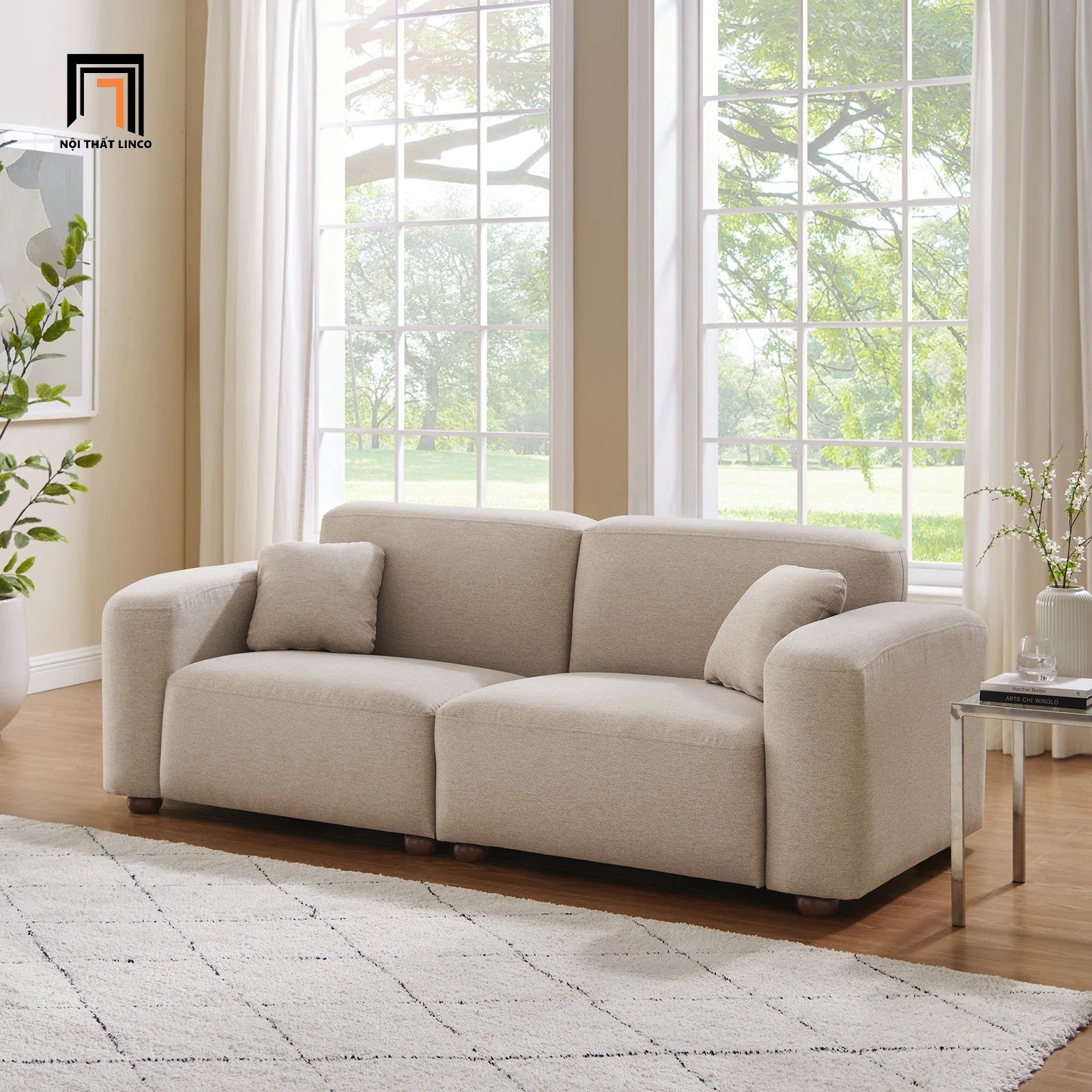  Ghế sofa băng giá rẻ BT163 Centaur dài 2m màu trắng kem 