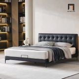  Giường ngủ bọc da Pu màu đen GN79 Kirk đầu giường giật lún 