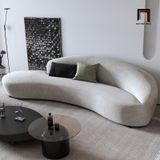  Ghế sofa băng cong dài 2m4 BT193 Cruces vải nhung xám 