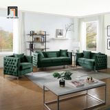  Bộ ghế sofa giật nút sang trọng KT122 Essex vải nhung xám trắng 