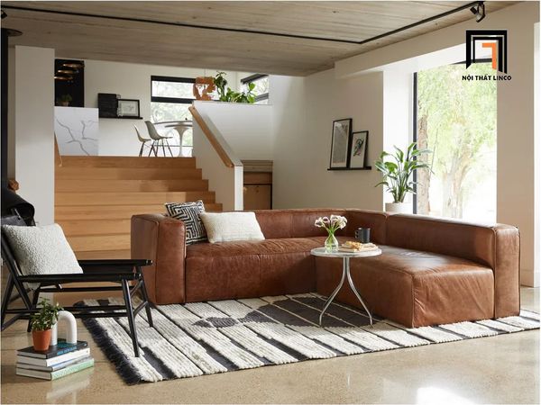 bộ ghế sofa góc L da công nghiệp 2m x 2m