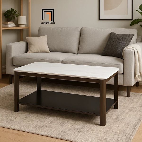 bàn trà mặt đá 2 tầng