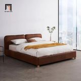  Giường ngủ bọc nệm 1m6 x 2m GN44 Itolia da công nghiệp nâu đậm 