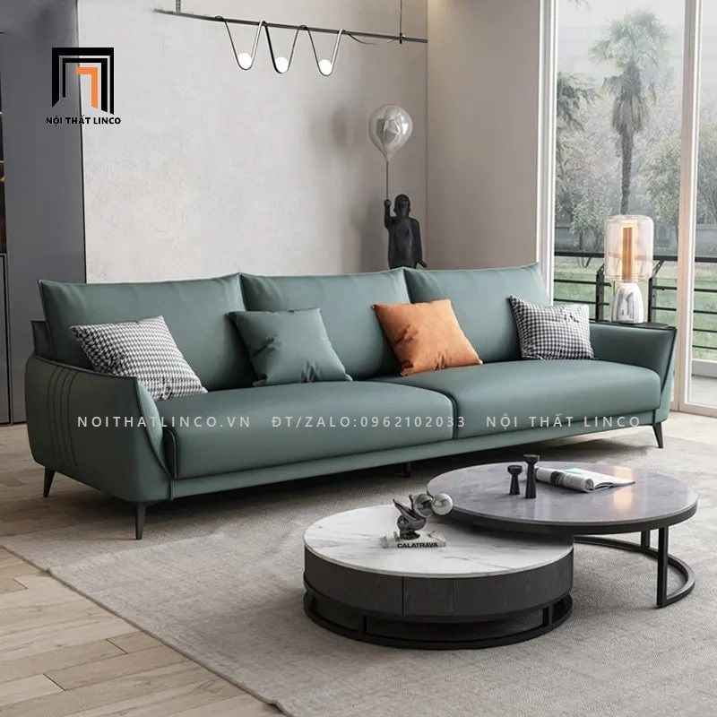  Ghế sofa băng bọc da giả BT89 Noha màu xanh lá sang trọng 